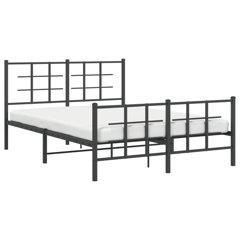 vidaXL Bedframe met hoofd- en voeteneinde metaal zwart 140x200 cm