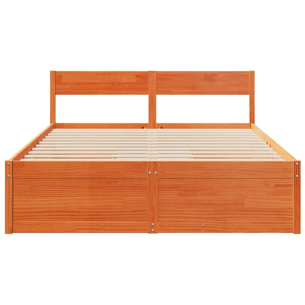 vidaXL Bedframe zonder matras massief grenenhout wasbruin 140x200 cm