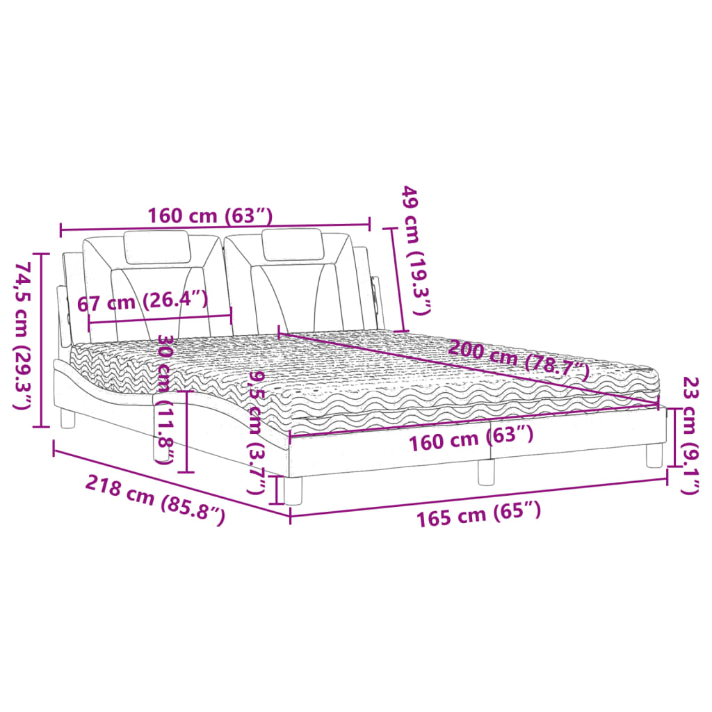 vidaXL Bed met matras kunstleer bruin 160x200 cm