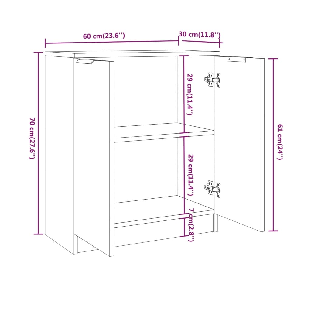 vidaXL 3-delige Dressoirs bewerkt hout wit