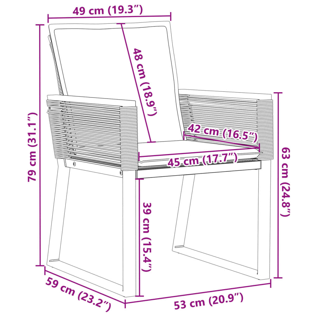 vidaXL Tuinstoelen 2 st met kussens poly rattan zwart