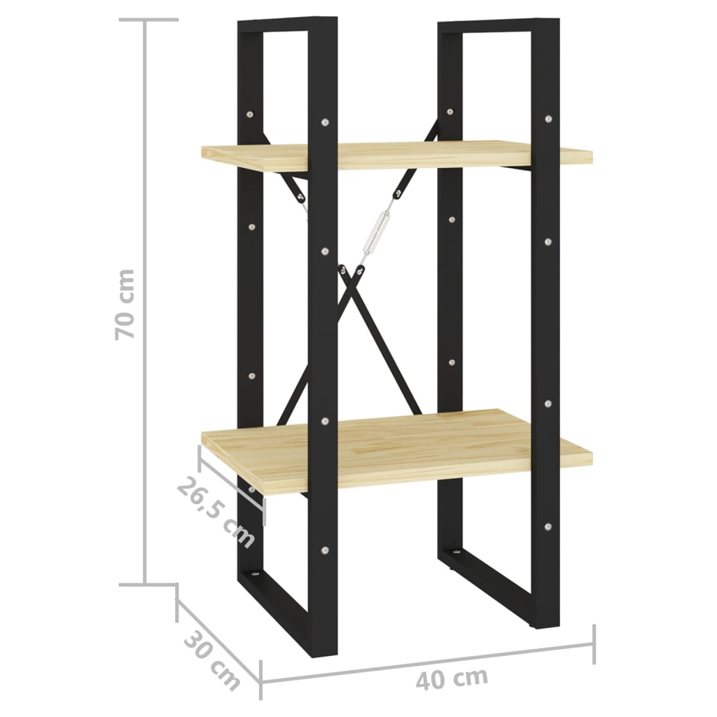 vidaXL Boekenkast met 2 schappen 40x30x70 cm massief grenenhout