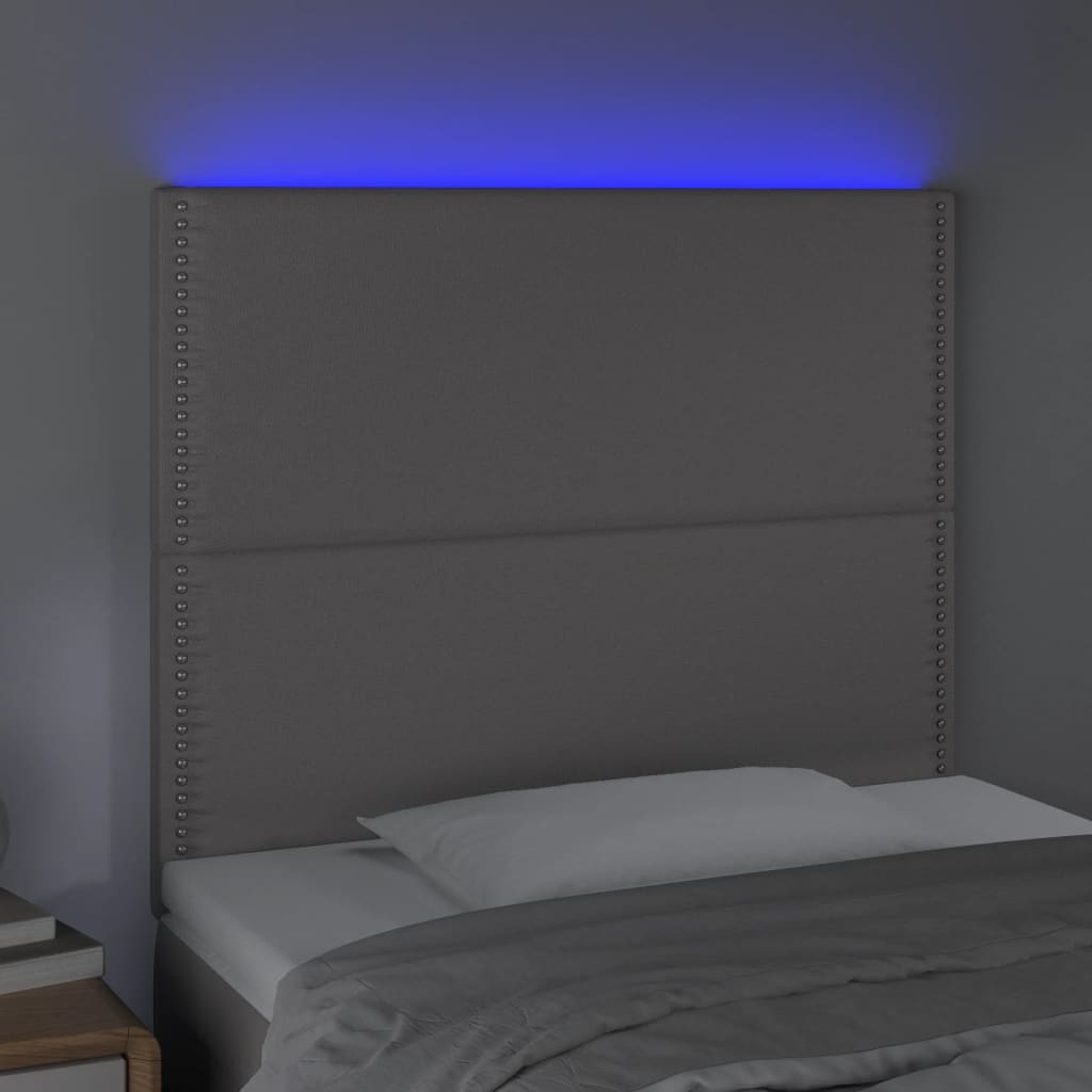 vidaXL Hoofdbord LED 90x5x118/128 cm kunstleer grijs