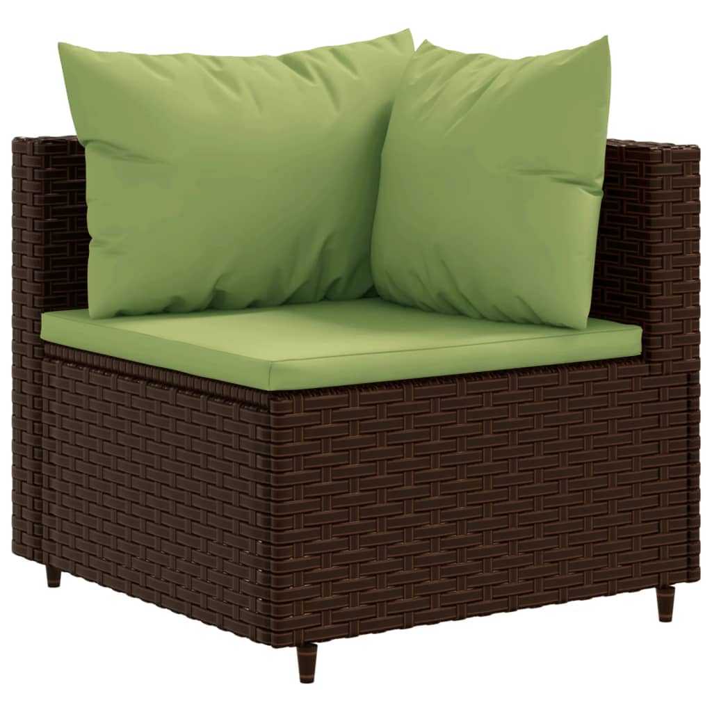 vidaXL 10-delige Loungeset met kussens poly rattan bruin