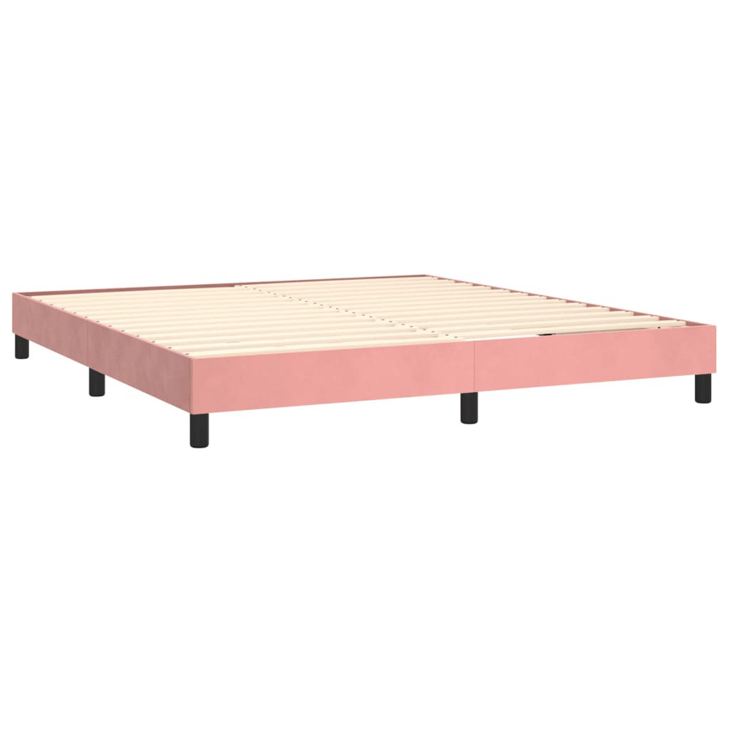 vidaXL Boxspring met matras fluweel roze 160x200 cm