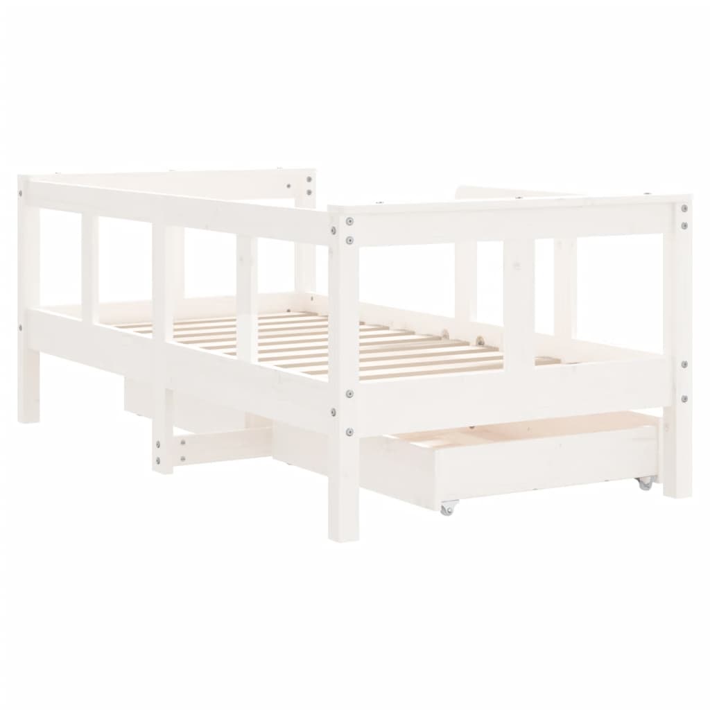 vidaXL Kinderbedframe met lades 70x140 cm massief grenenhout wit