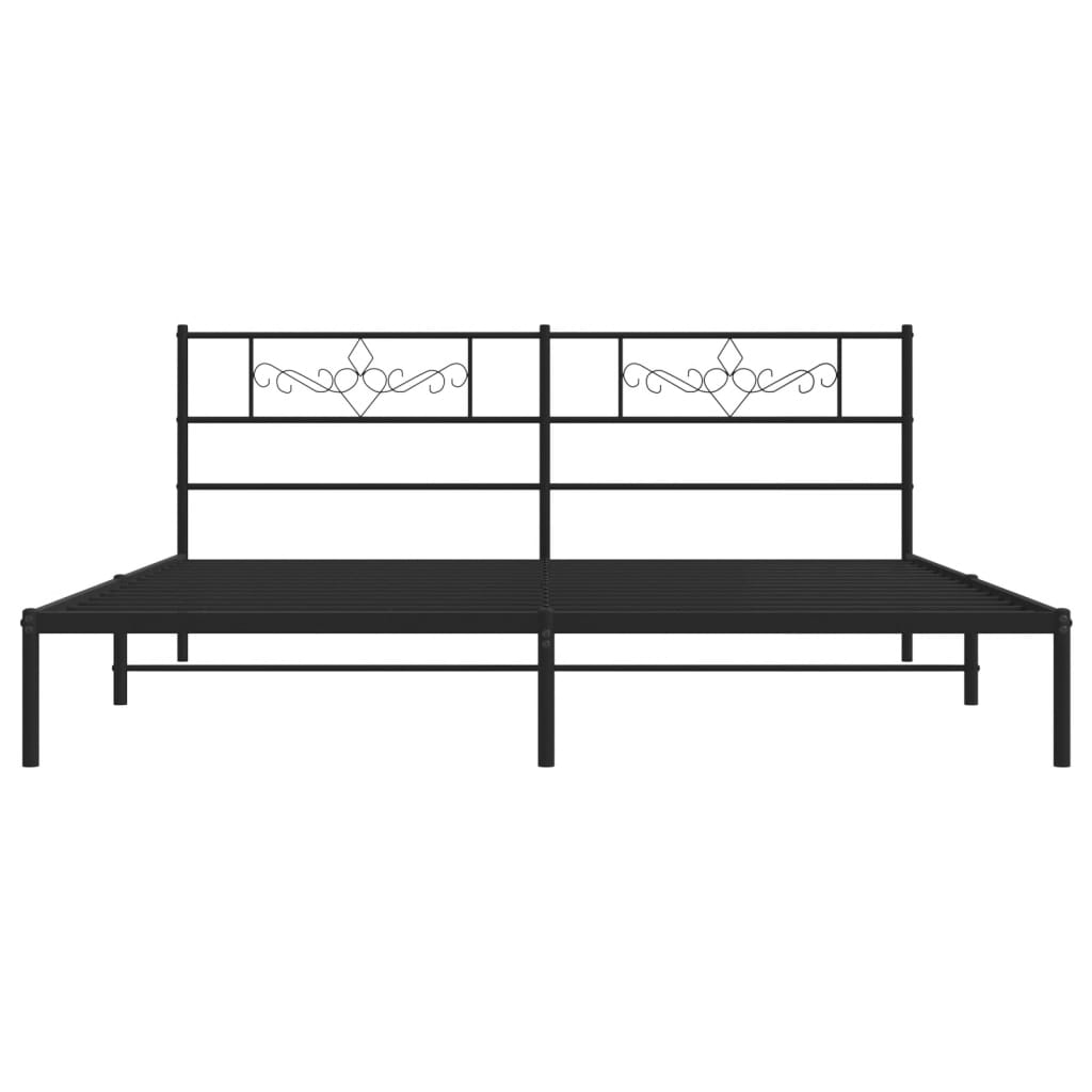 vidaXL Bedframe met hoofdbord metaal zwart 183x213 cm