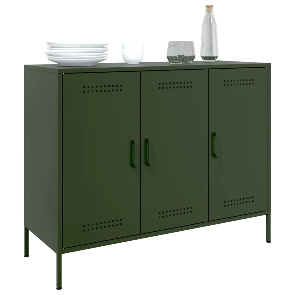 vidaXL Dressoir 100,5x39x79 cm staal olijfgroen