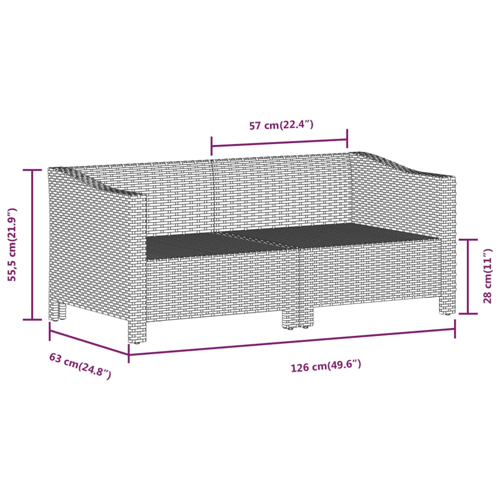 vidaXL 2-delige Loungeset met kussens poly rattan grijs