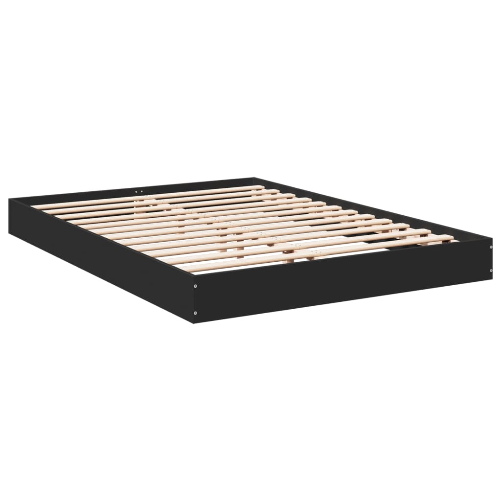 vidaXL Bedframe bewerkt hout zwart 135x190 cm