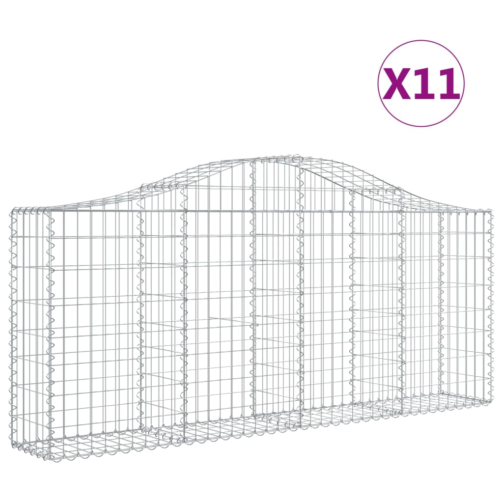 vidaXL Schanskorven 11 st gewelfd 200x30x80/100 cm ijzer