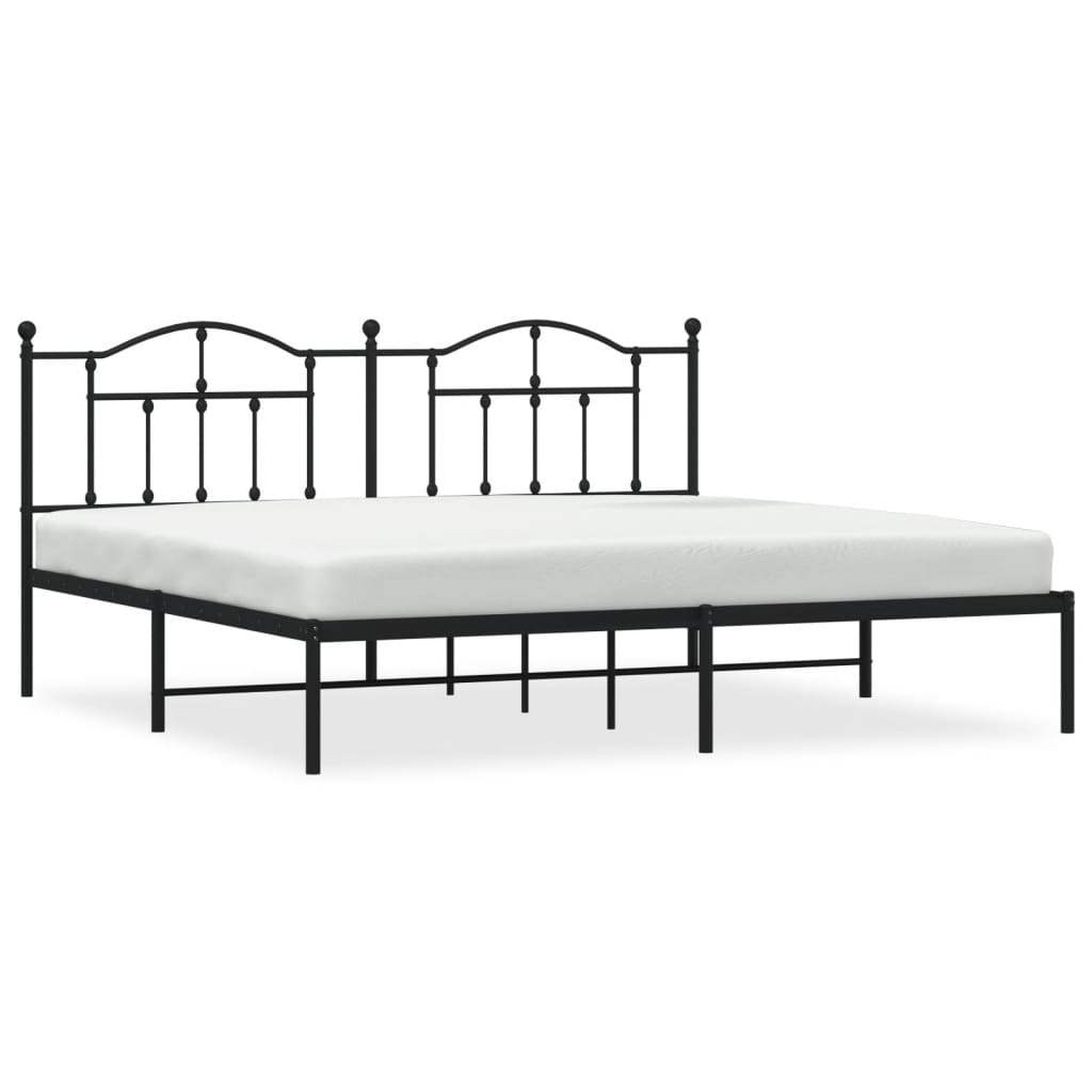 vidaXL Bedframe met hoofdbord metaal zwart 200x200 cm