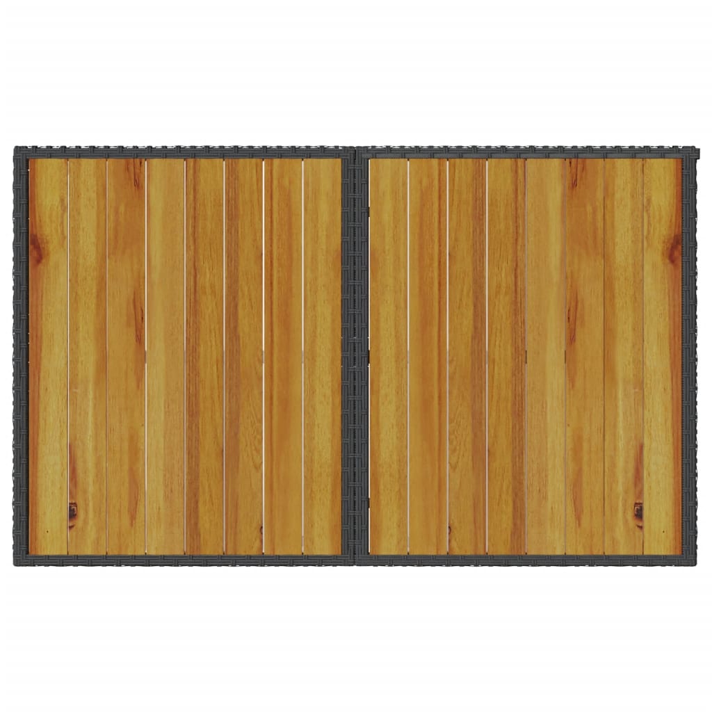 vidaXL Tuintafel met houten blad 110x68x70 cm poly rattan zwart