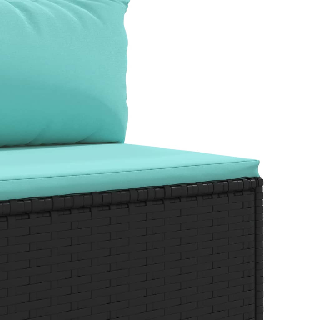 vidaXL 6-delige Loungeset met kussens poly rattan zwart