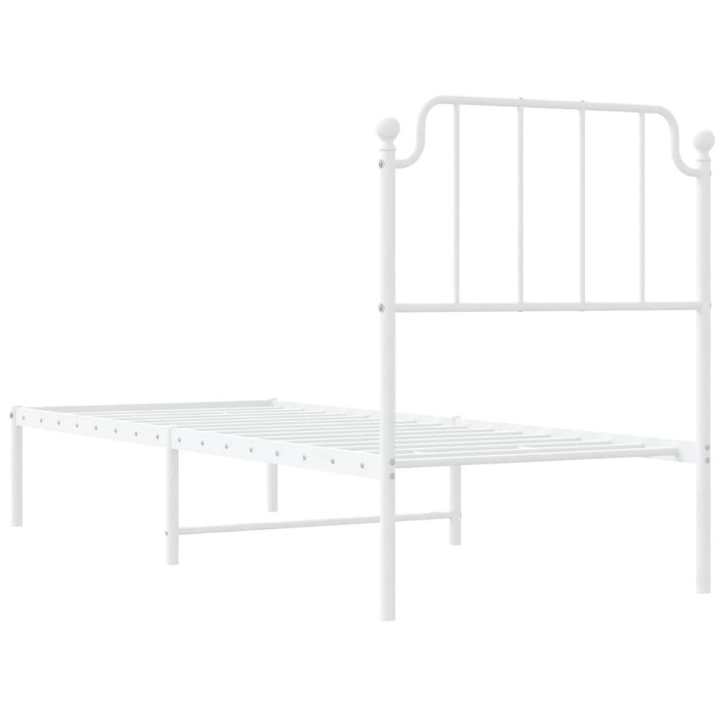 vidaXL Bedframe met hoofdbord zonder matras metaal wit 75x190 cm