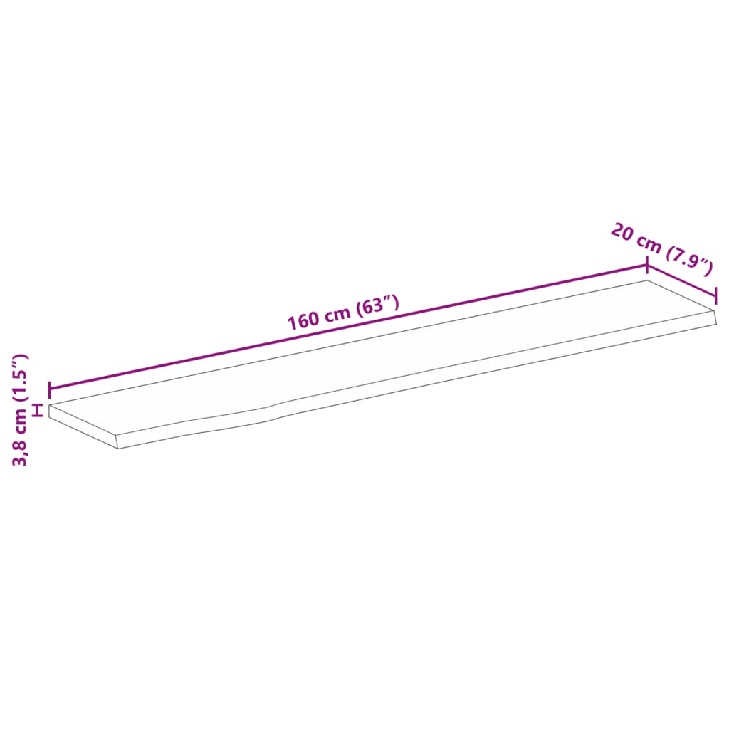 vidaXL Tafelblad met natuurlijke rand 160x20x3,8 cm massief mangohout