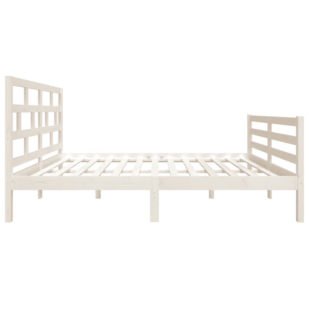 vidaXL Bedframe massief hout wit 135x190 cm