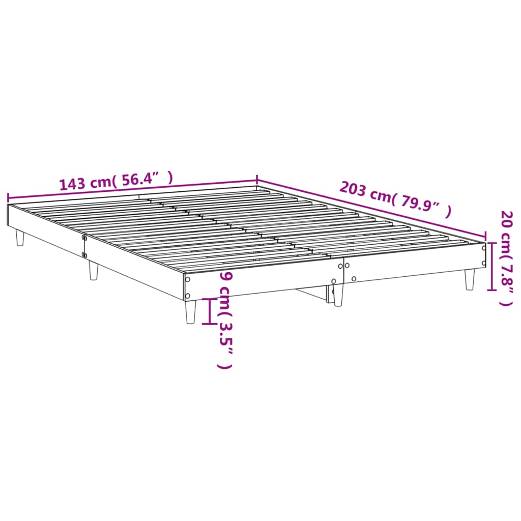 vidaXL Bedframe bewerkt hout wit 140x200 cm