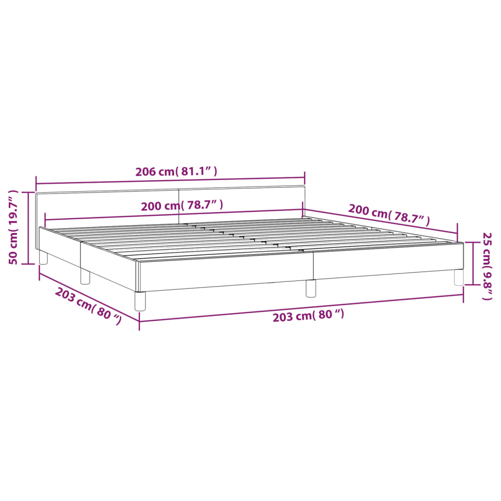 vidaXL Bedframe zonder matras stof donkergrijs 200x200 cm