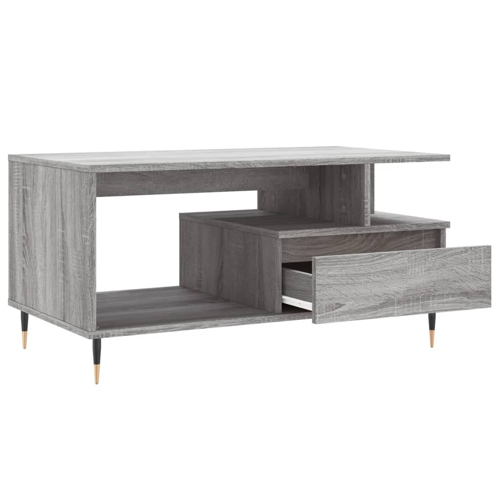 vidaXL Salontafel 90x49x45 cm bewerkt hout grijs sonoma