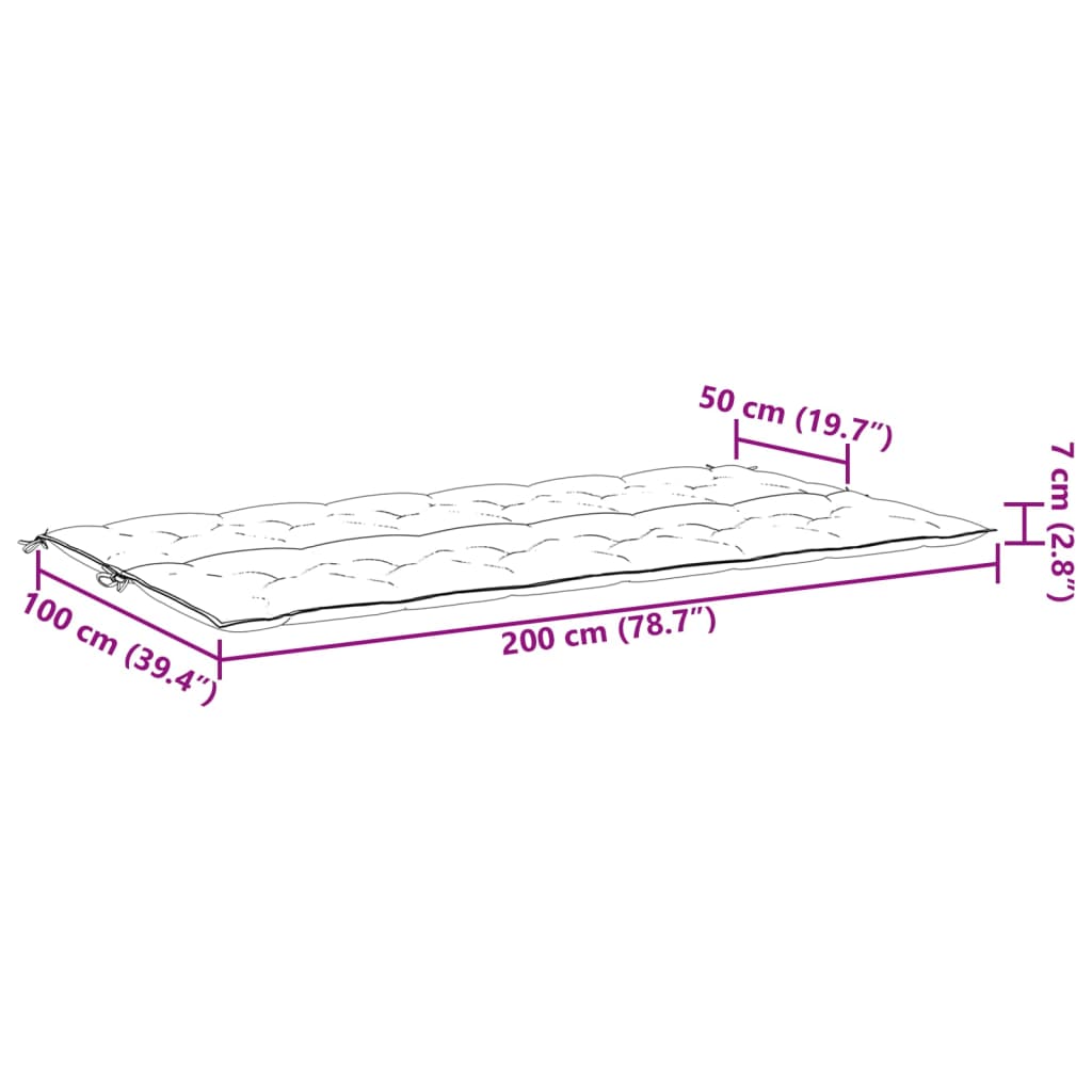 vidaXL Tuinbankkussen 200x(50+50)x7 cm oxford stof blauw