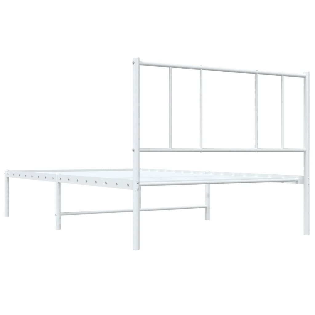 vidaXL Bedframe met hoofdbord metaal wit 100x190 cm