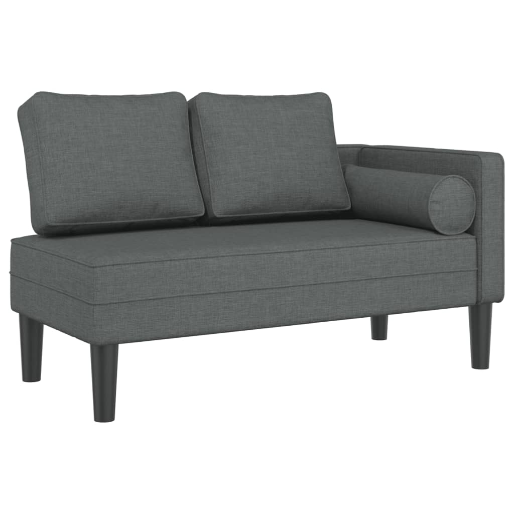 vidaXL Chaise longue met kussens stof donkergrijs