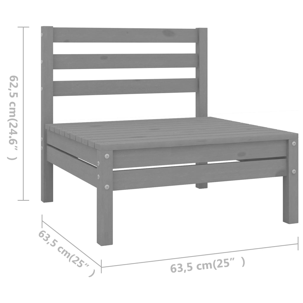 vidaXL 6-delige Loungeset massief grenenhout grijs