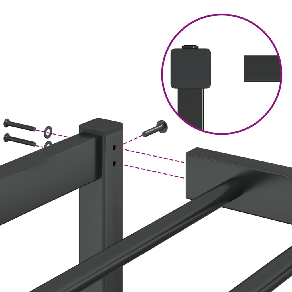 vidaXL Bedframe metaal zwart 100x190 cm