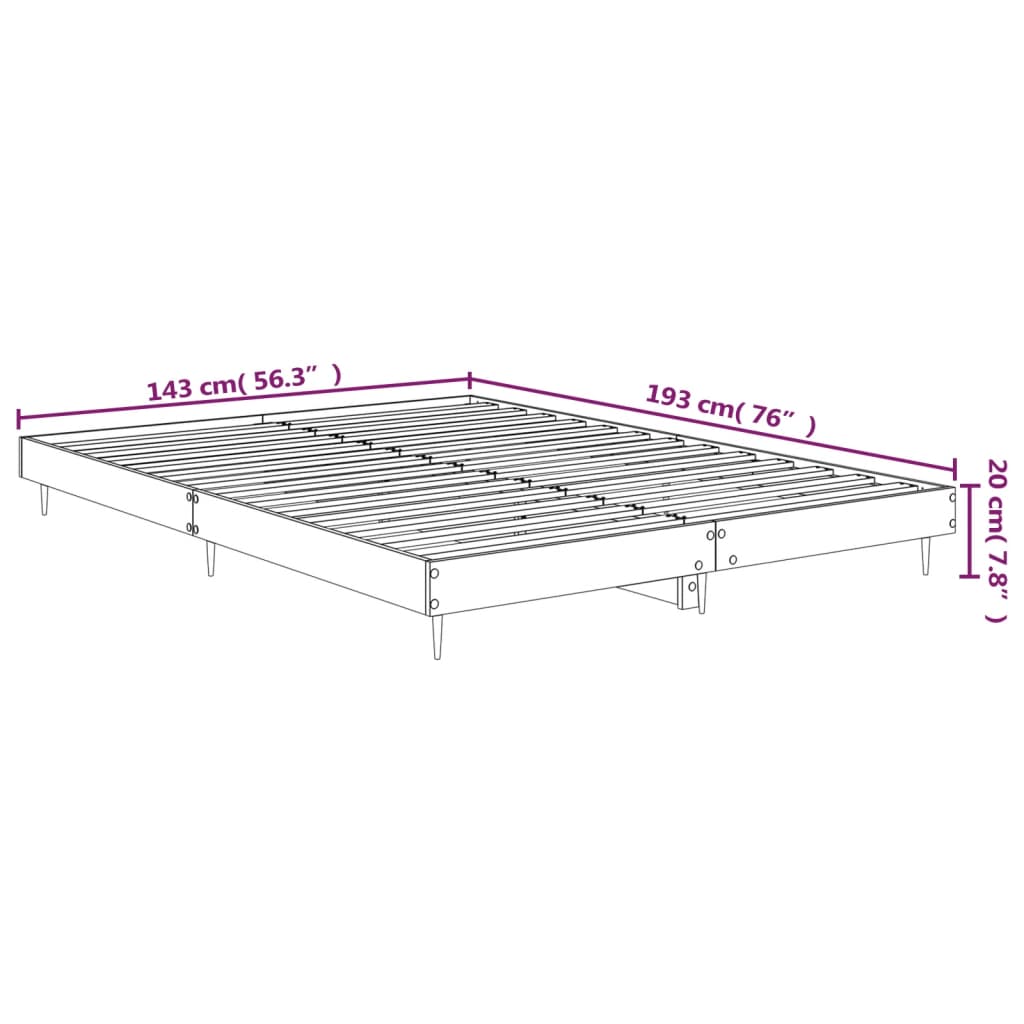 vidaXL Bedframe bewerkt hout grijs sonoma eikenkleurig 140x190 cm