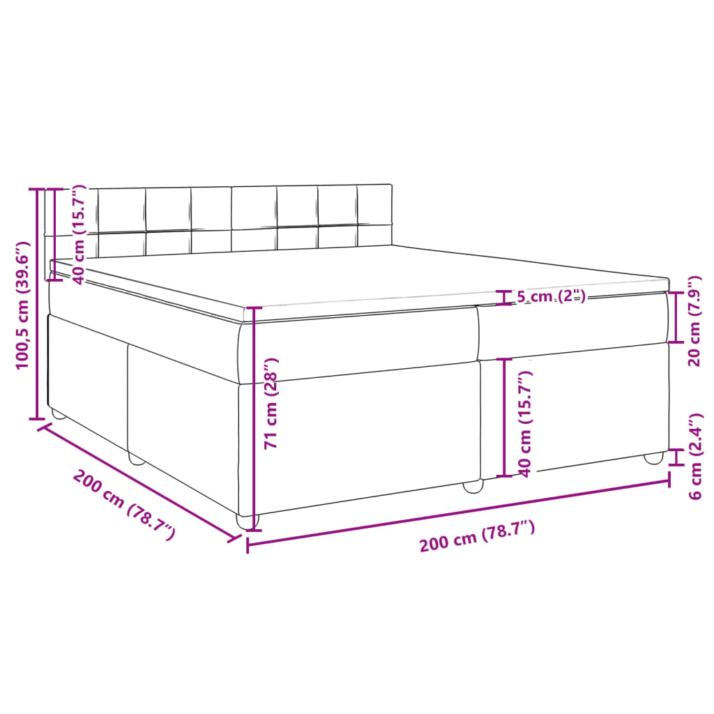 vidaXL Boxspring met matras stof donkergrijs 200x200 cm