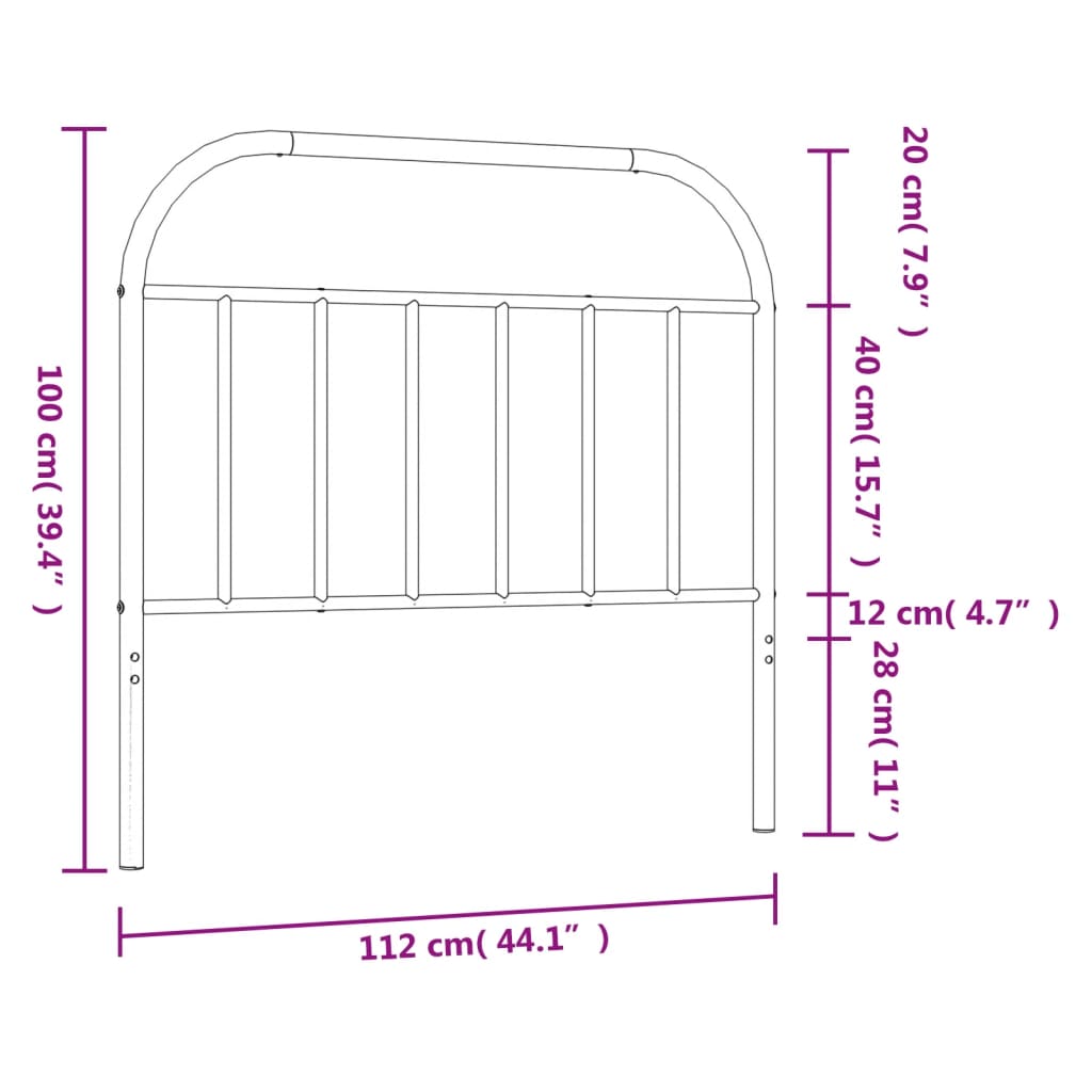 vidaXL Hoofdbord metaal wit 107 cm