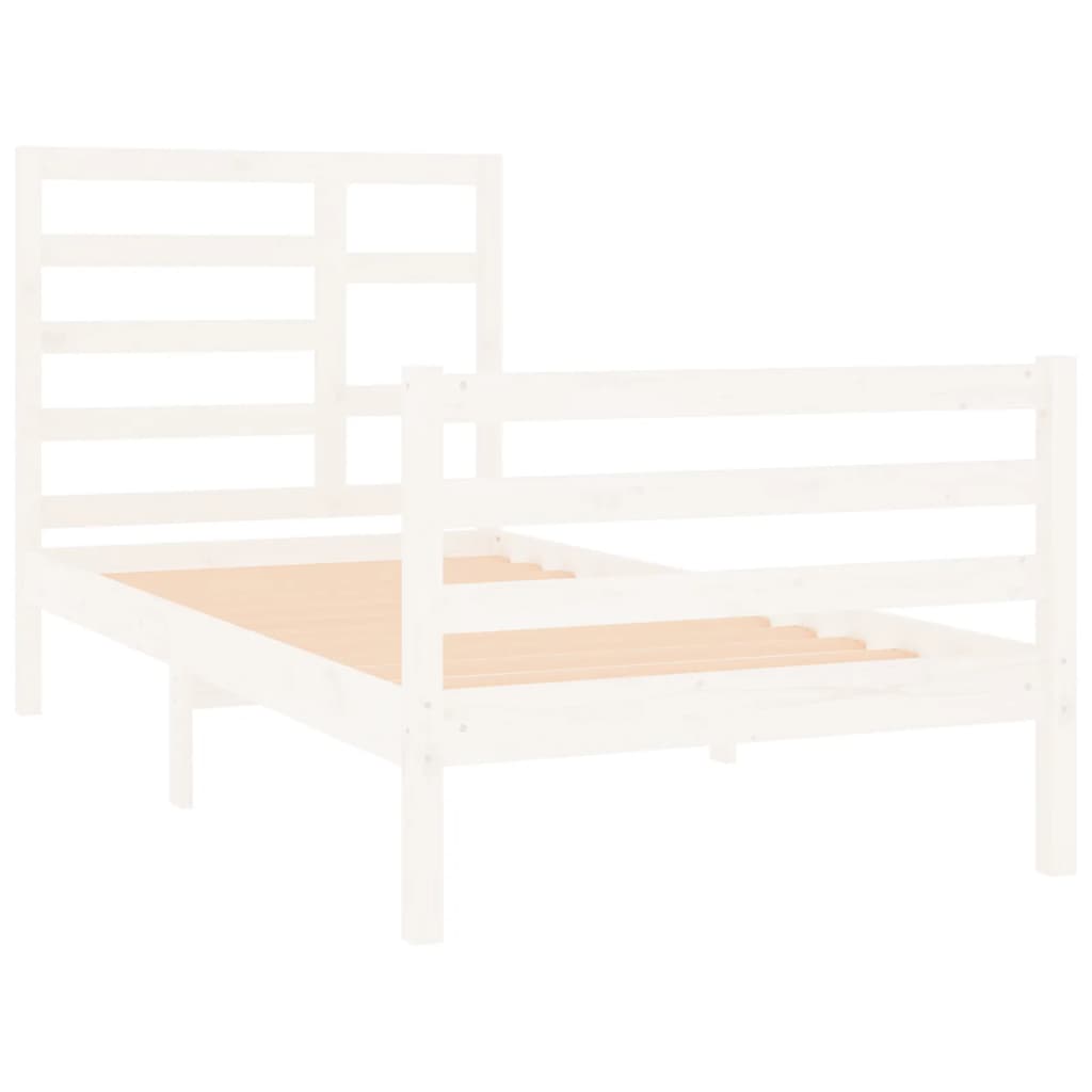 vidaXL Bedframe massief hout wit 75x190 cm