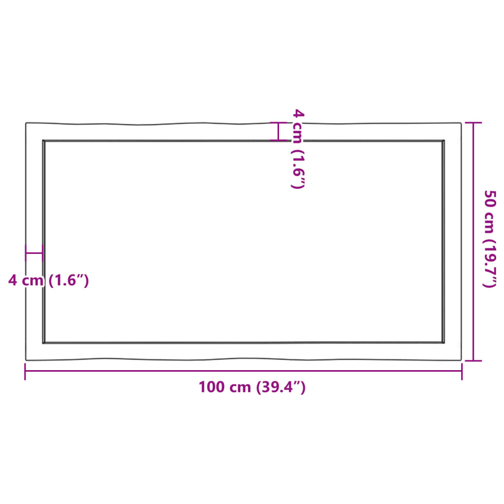 vidaXL Tafelblad natuurlijke rand 100x50x(2-6)cm eikenhout donkerbruin