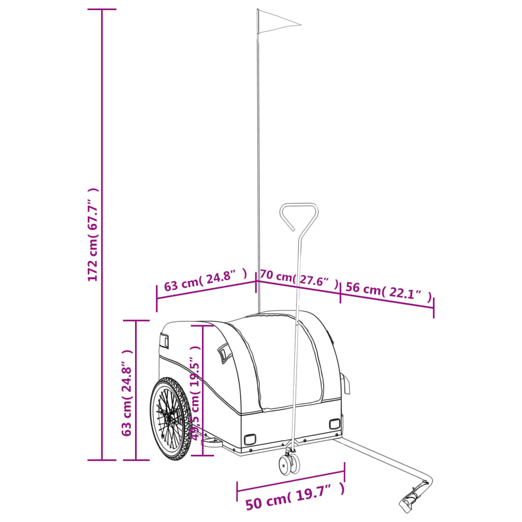 vidaXL Fietstrailer 45 kg ijzer zwart en blauw