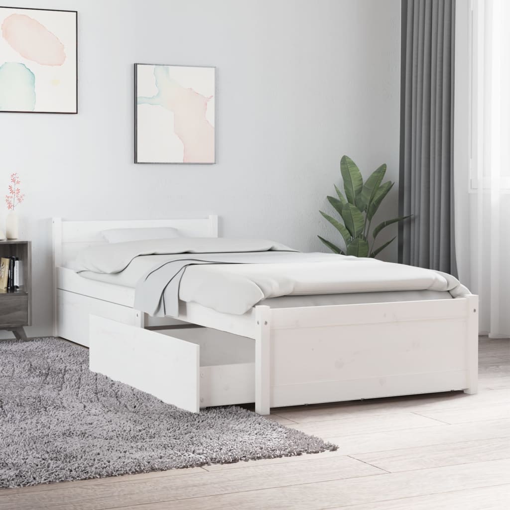 vidaXL Bedframe met lades wit 75x190 cm