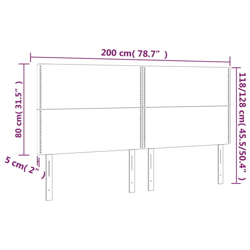 vidaXL Hoofdborden 4 st 100x5x78/88 cm stof blauw