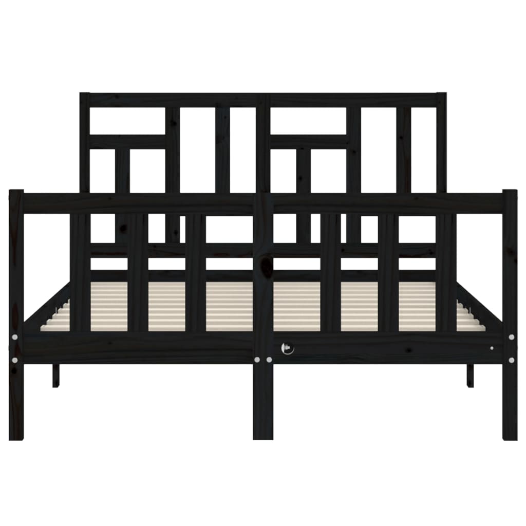 vidaXL Bedframe met hoofdbord massief hout zwart