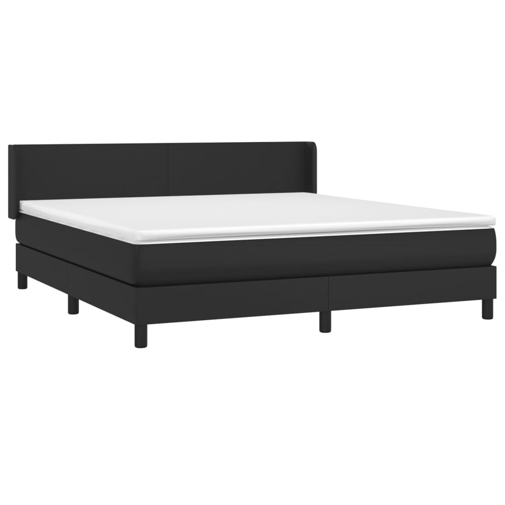 vidaXL Boxspring met matras kunstleer zwart 160x200 cm