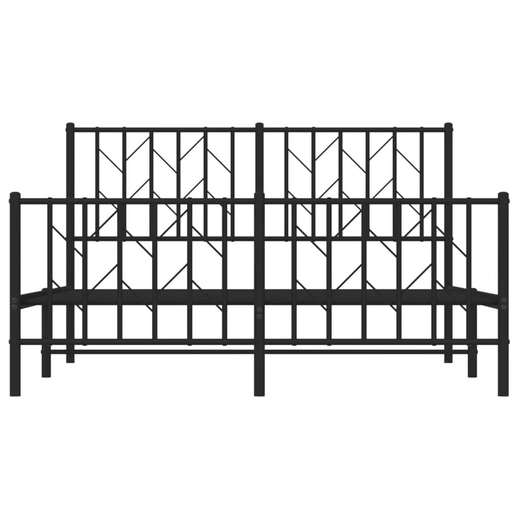 vidaXL Bedframe met hoofd- en voeteneinde metaal zwart 140x200 cm