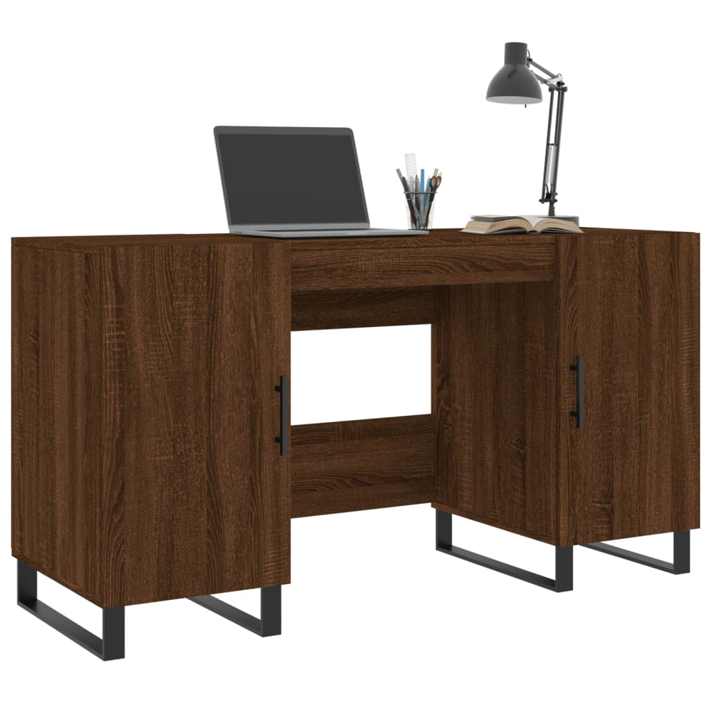 vidaXL Bureau 140x50x75 cm bewerkt hout bruin eikenkleur