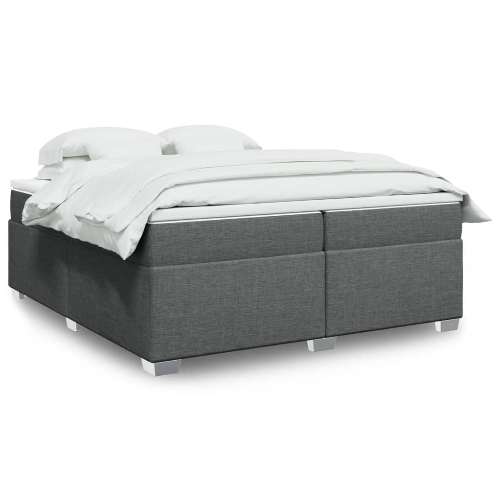 vidaXL Boxspring met matras stof donkergrijs 200x200 cm