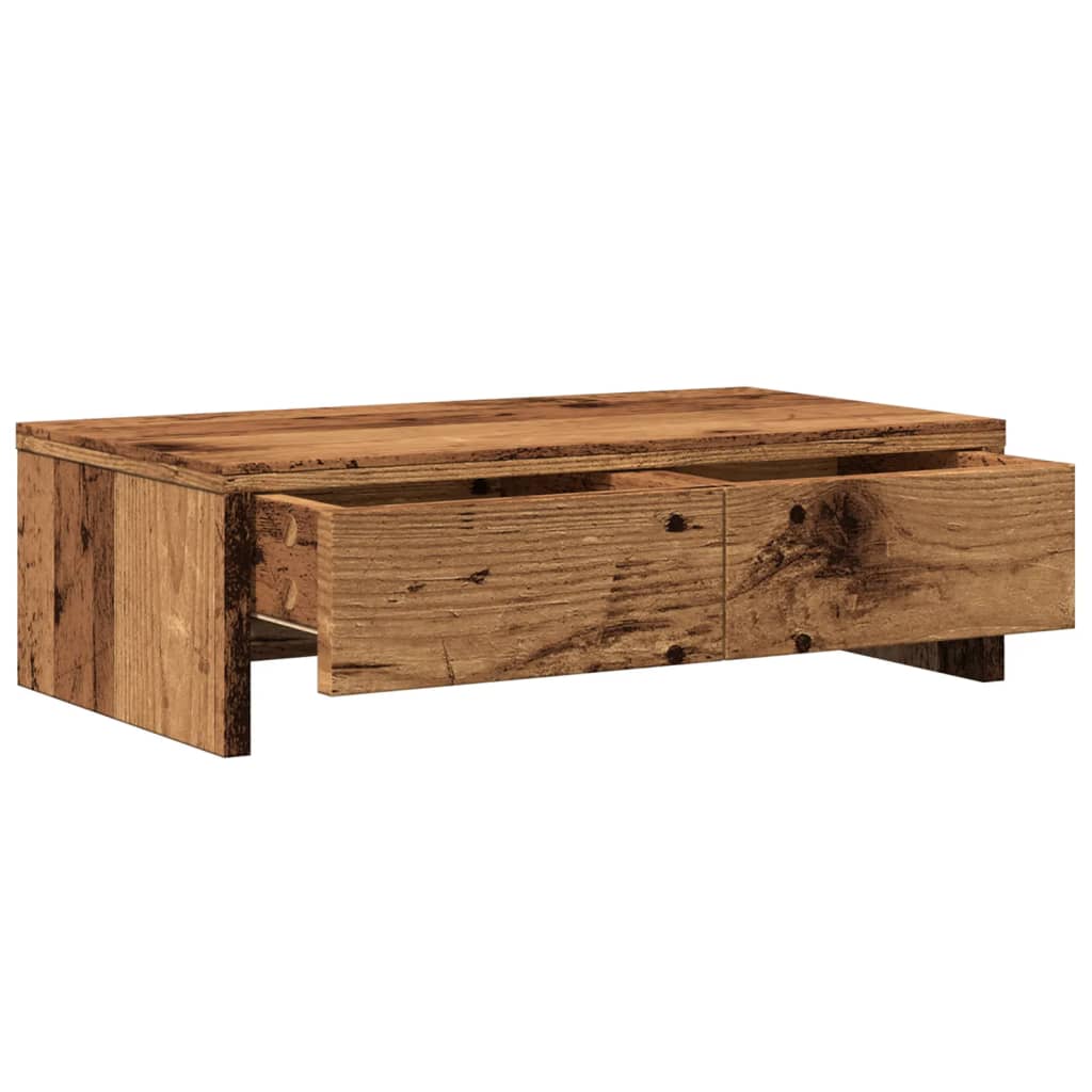 vidaXL Monitorstandaard met lades 50x27x15 cm bewerkt hout oud hout