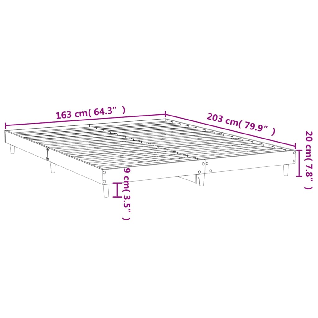 vidaXL Bedframe zonder matras hout sonoma eikenkleurig 160x200 cm