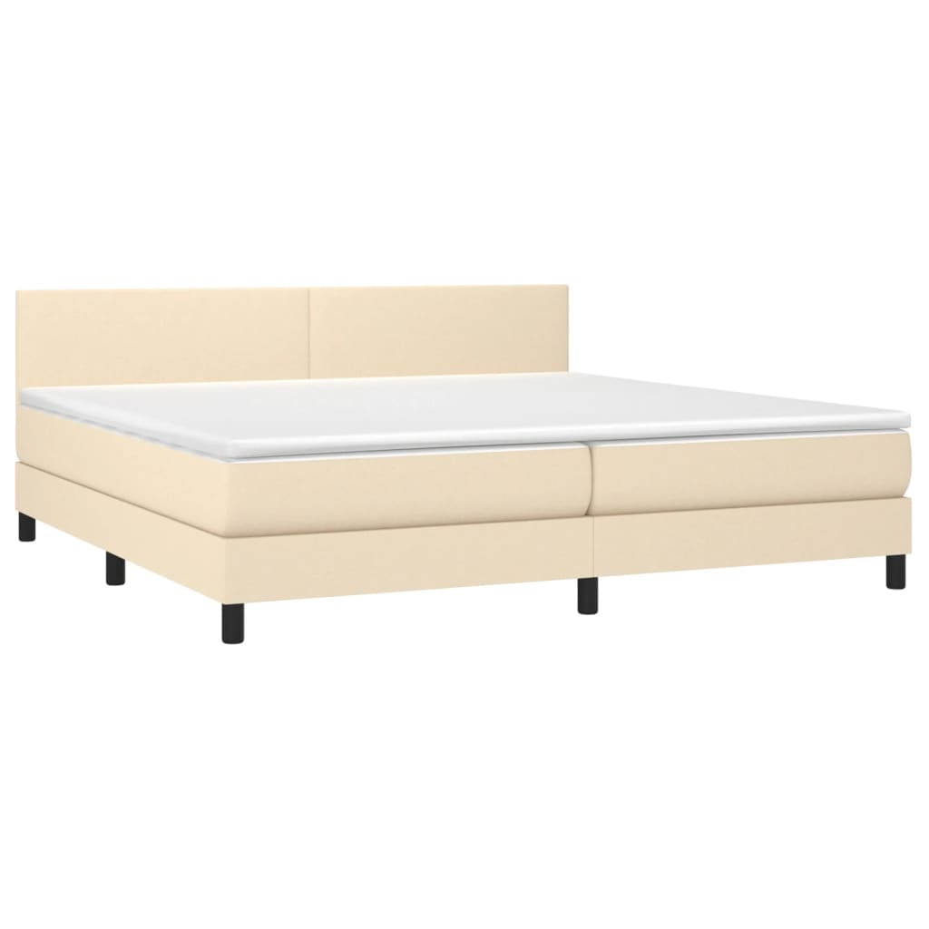 vidaXL Boxspring met matras stof crèmekleurig 200x200 cm