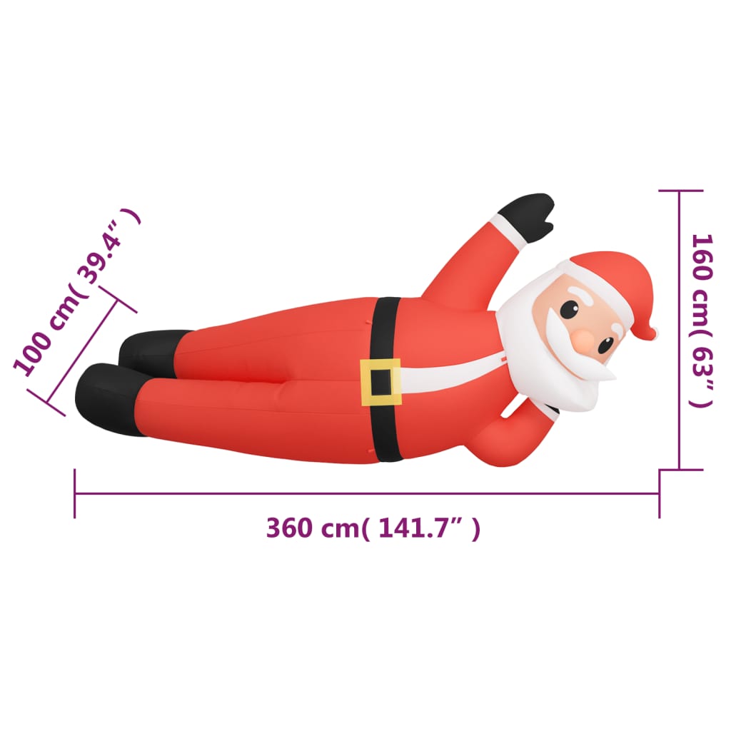 vidaXL Kerstman liggend met LED's opblaasbaar 160 cm