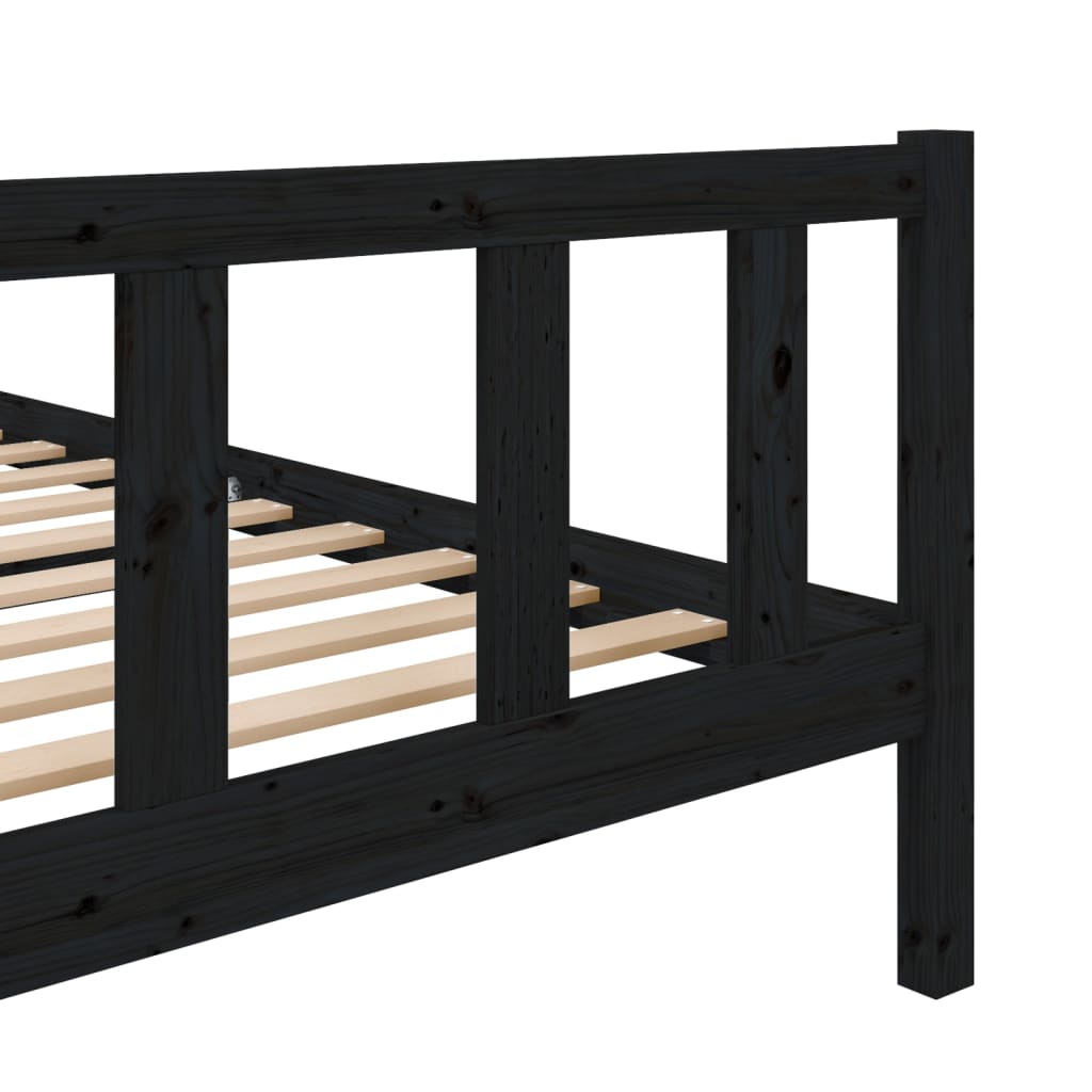 vidaXL Bedframe massief hout zwart 120x200 cm