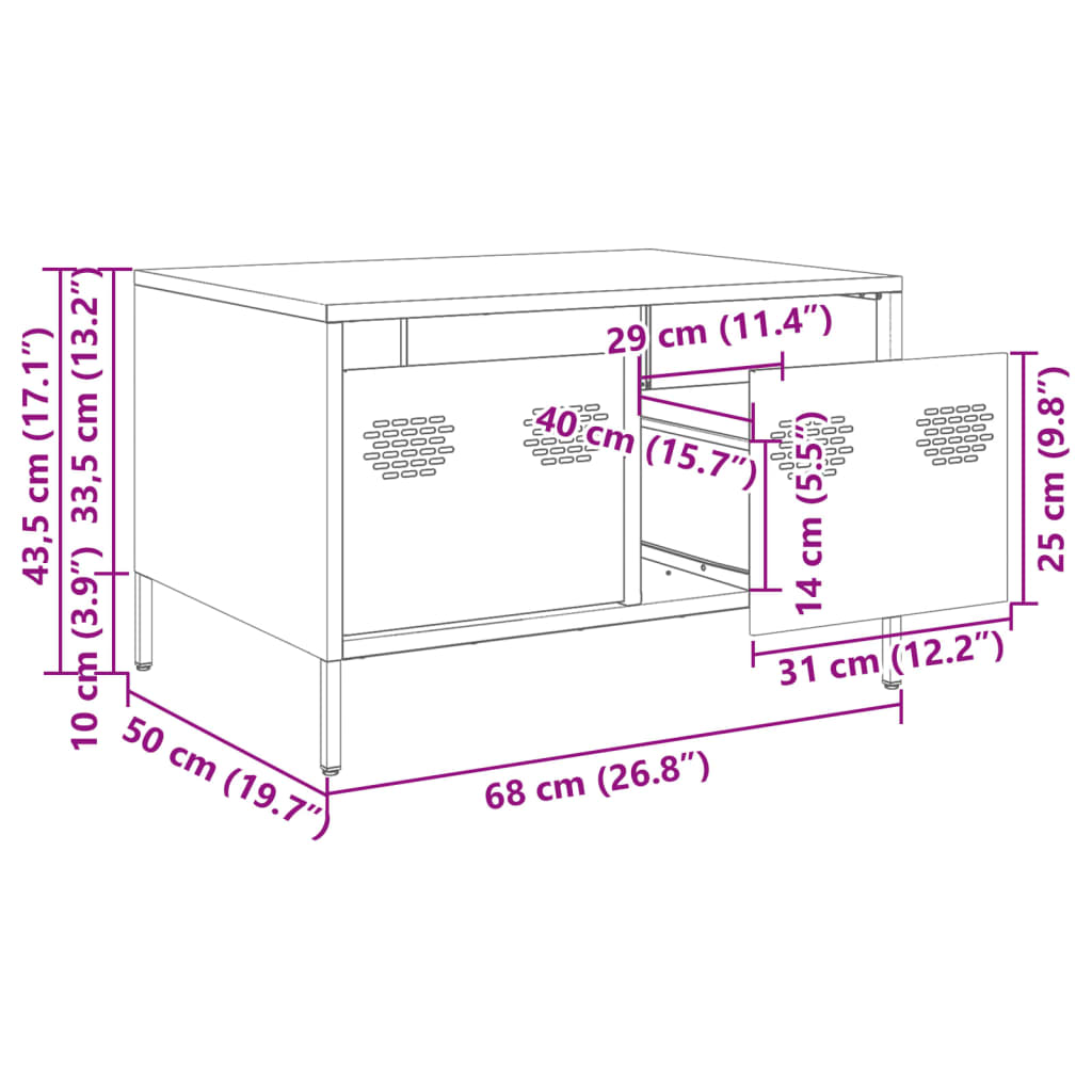 vidaXL Tv-meubel 68x50x43,5 cm koudgewalst staal roze