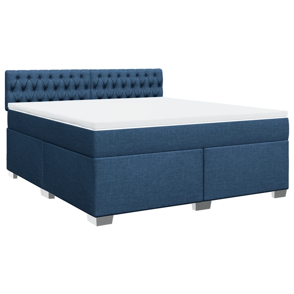 vidaXL Boxspring met matras stof blauw 180x200 cm