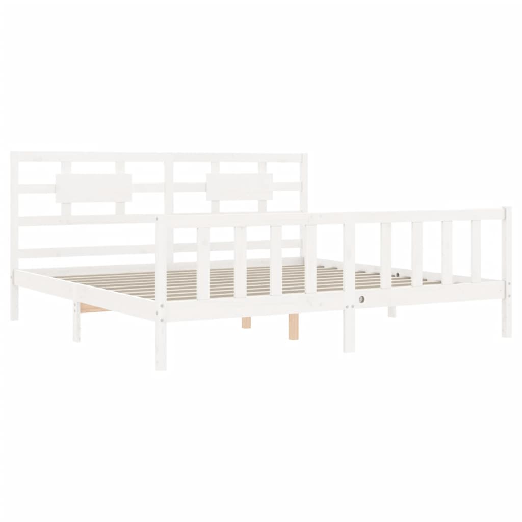 vidaXL Bedframe met hoofdbord massief hout wit 200x200 cm